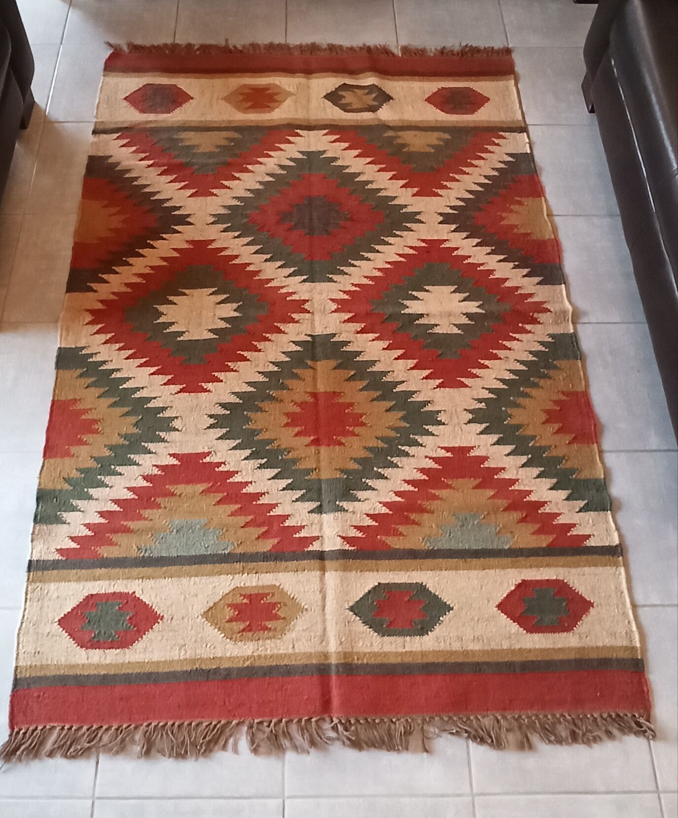 Kilim carpet in cotton and burlap 120x190cm