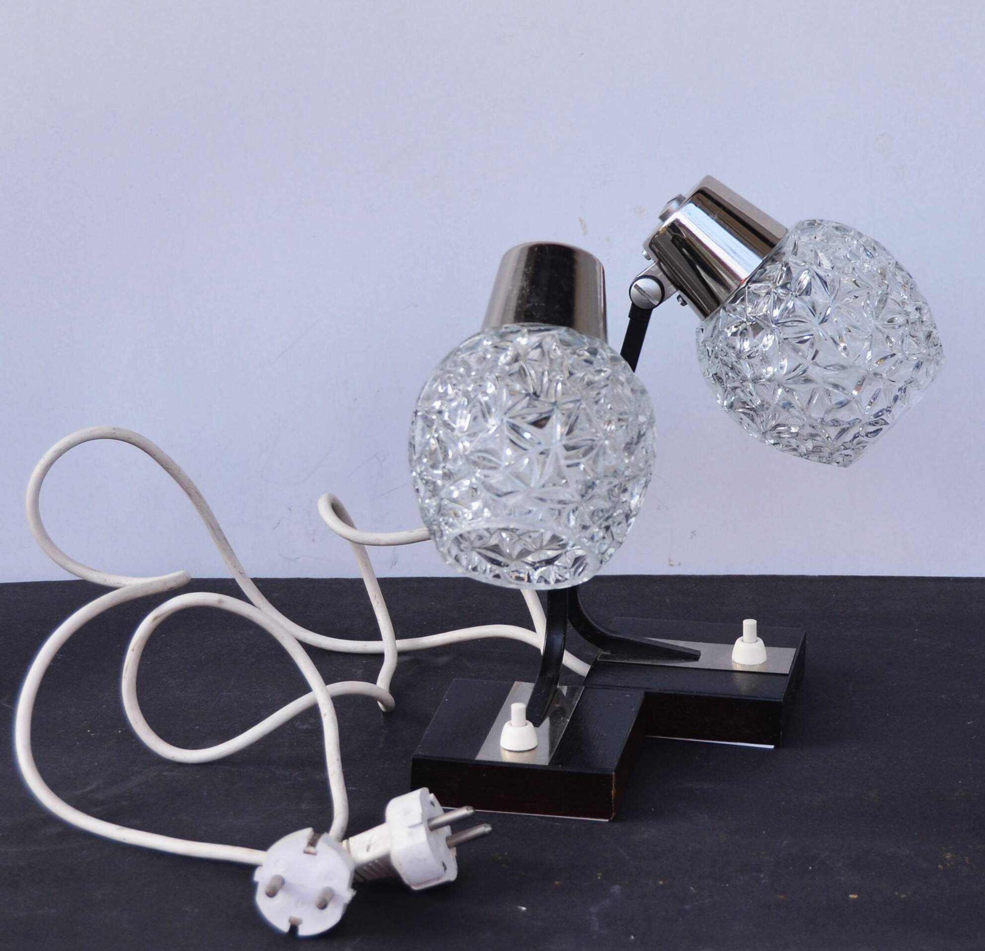 Mid Century Wooden Pair Bedside Lamps made in Germany