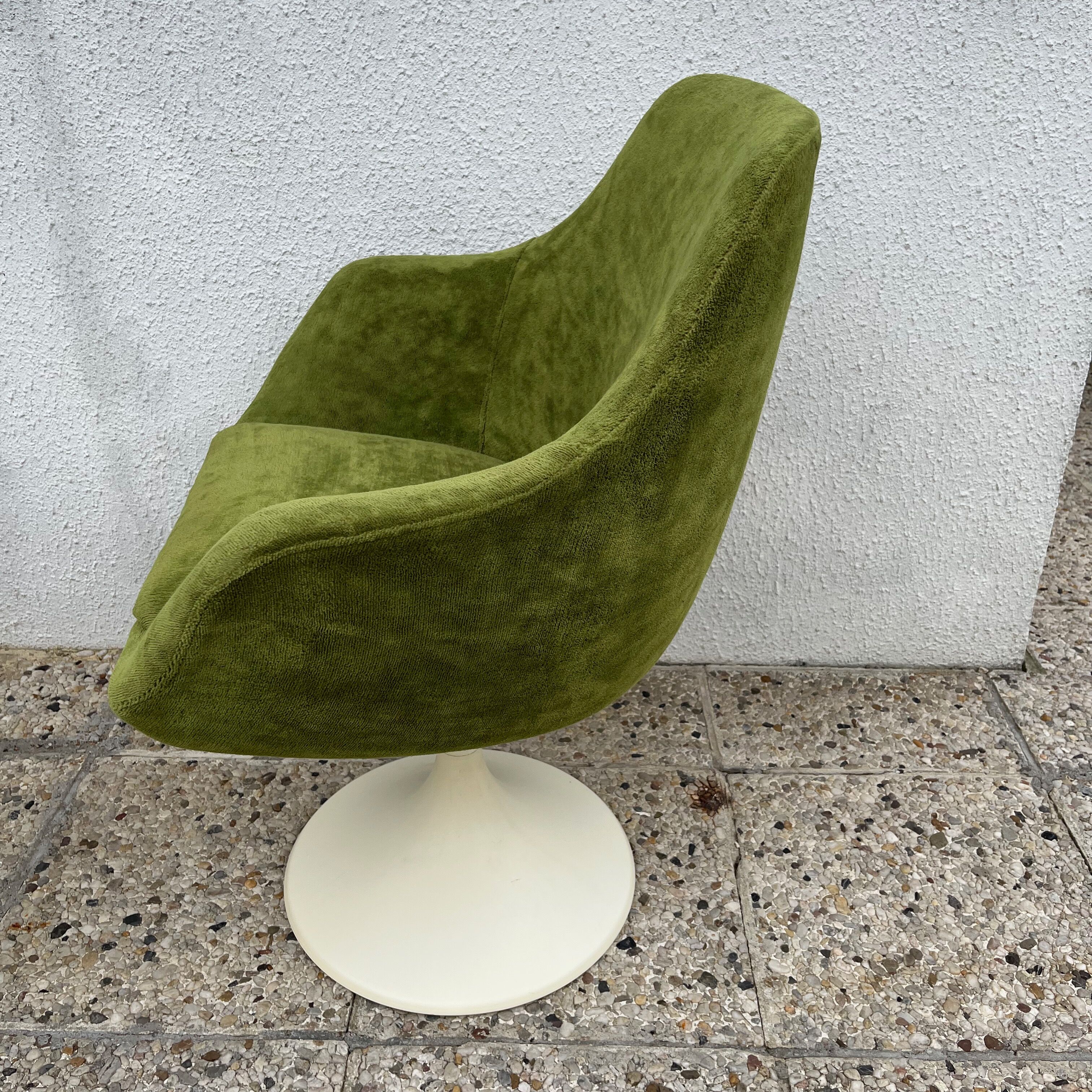 Lot de 2 fauteuils pivotant en velours vert