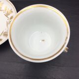 Cup and saucer porcelain of paris empire decoration golden foliage nineteenth