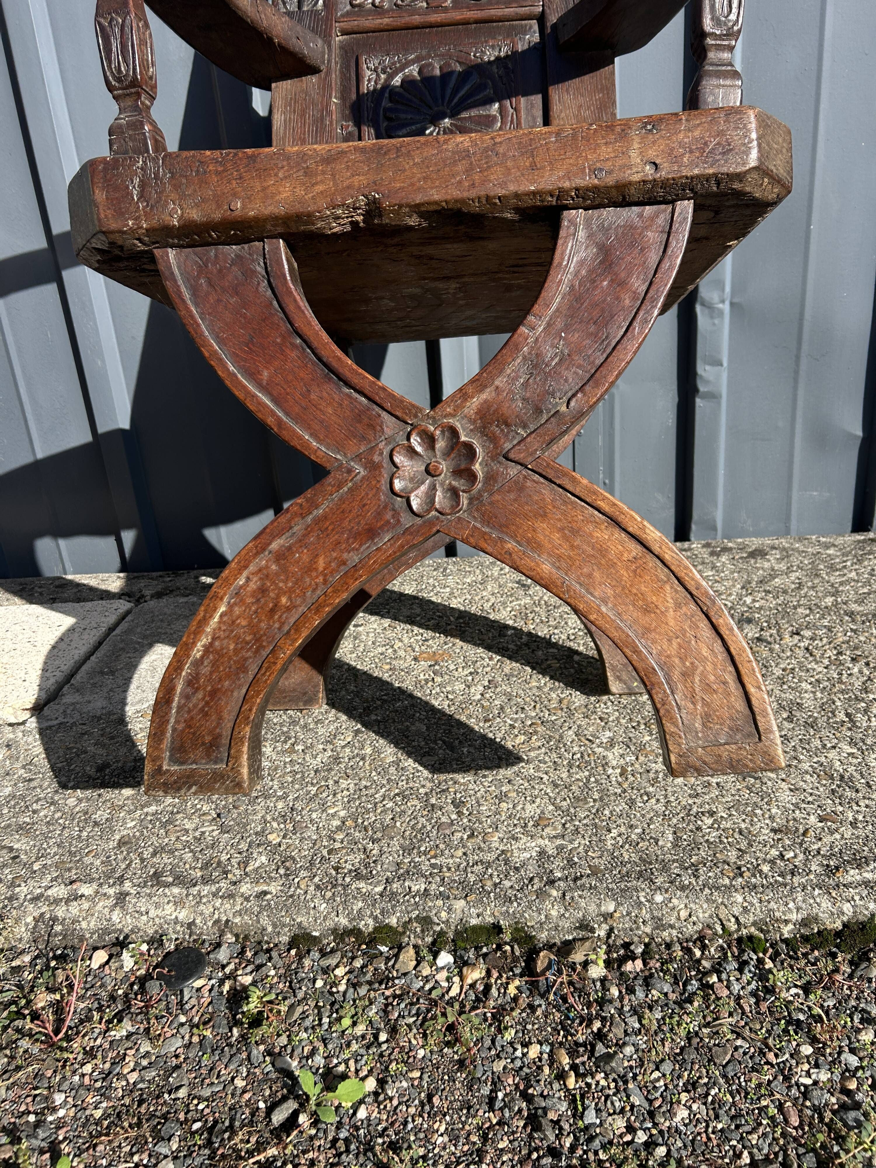 Antique oak armchair, high period