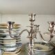 Chandelier with 4 lights, silver-plated candlestick.