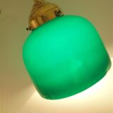 Green and brass opaline lamp