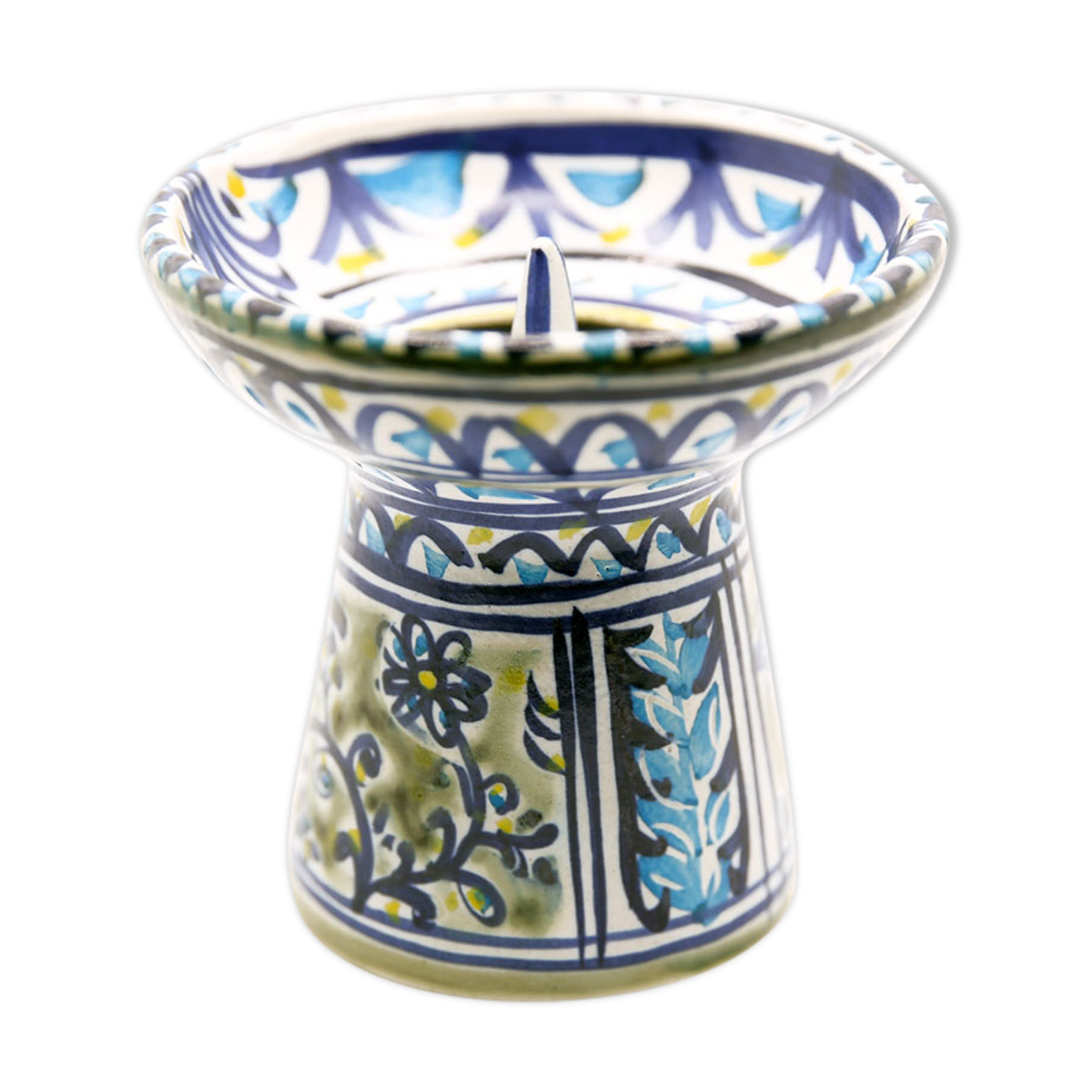 Breton candle holder and floral sandstone by Paul Yvain, Keraluc Quimper