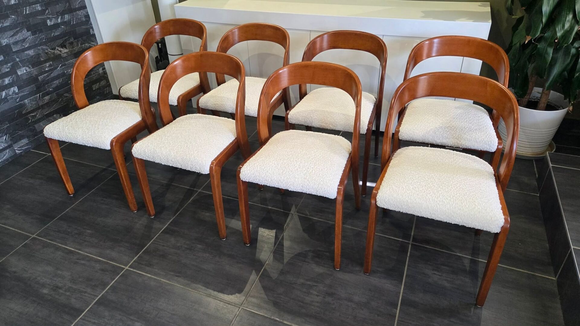 Set of 8 vintage Baumann Gondole chairs, 1960s.