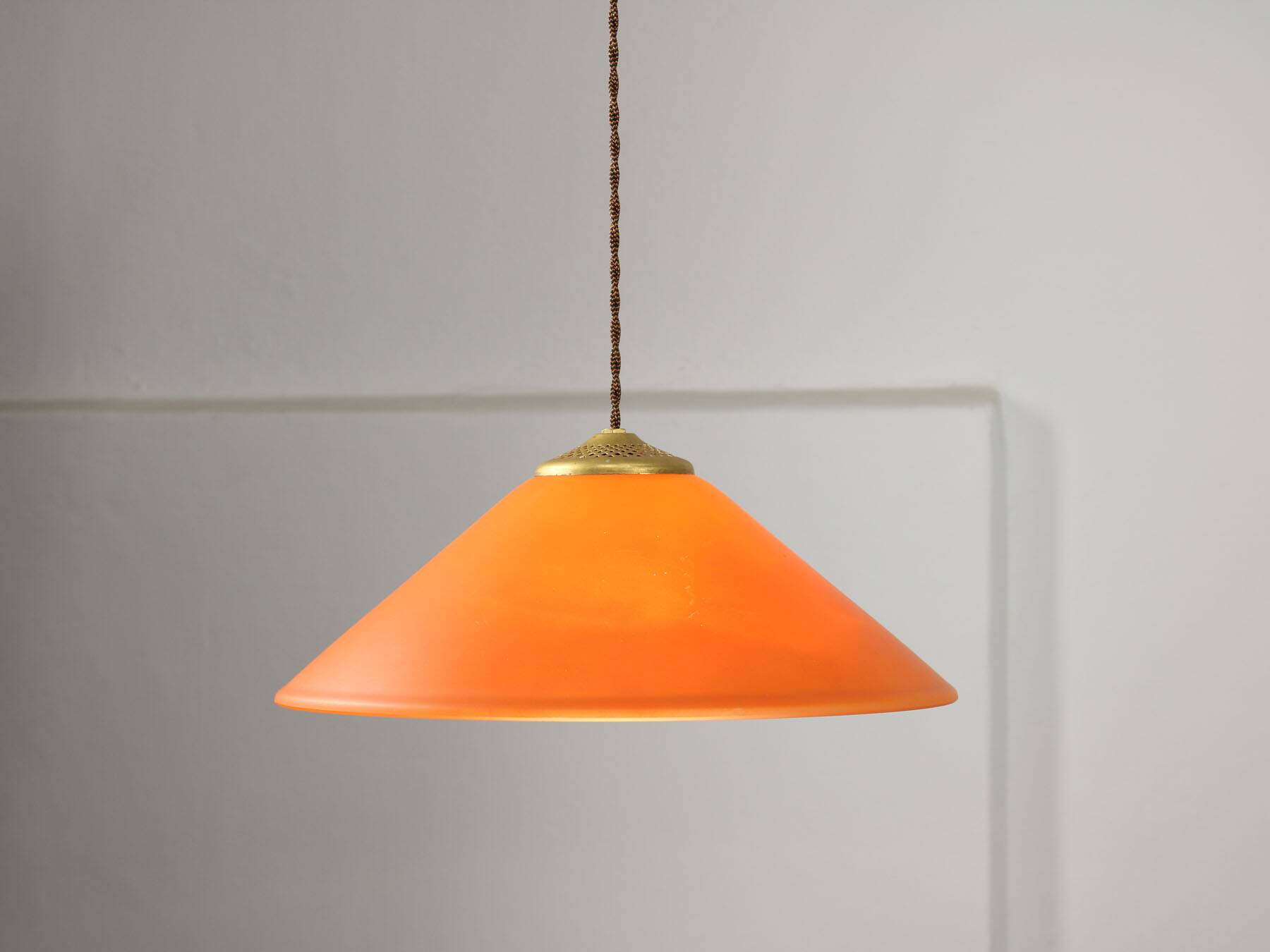 Vintage Italian Brass and Glass Pendant Lamp