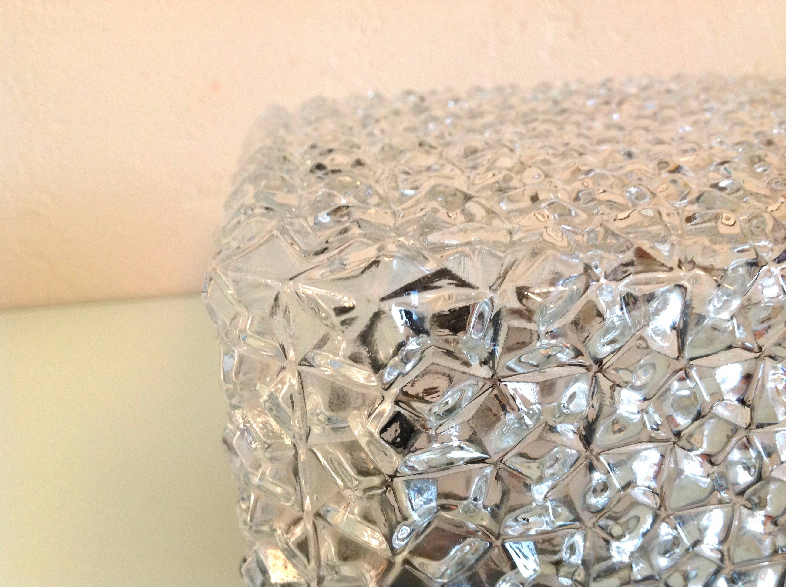 Square diamond-tipped glass ceiling light by RZB Leuchten / vintage 60s-70s