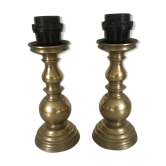 Pair of brass lamps