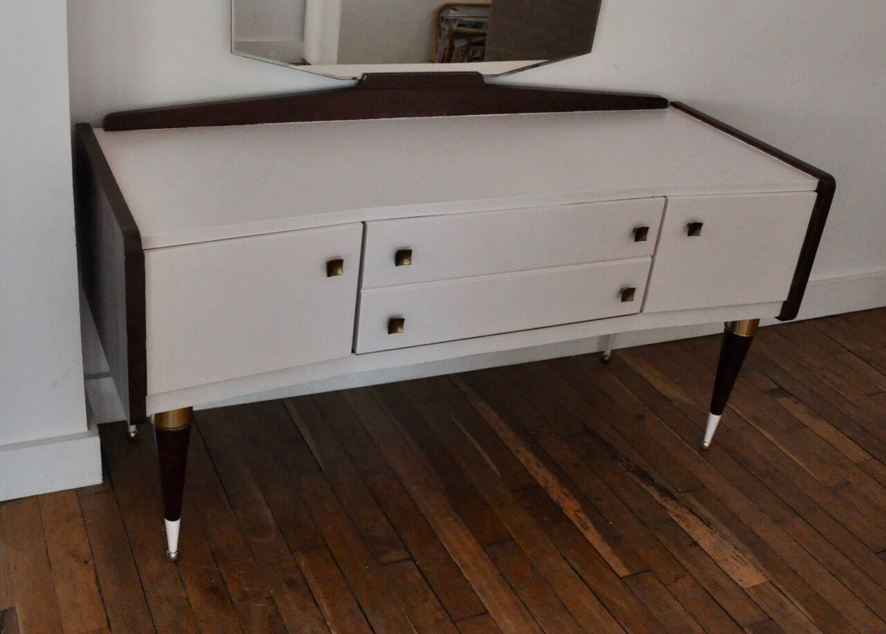 Vintage dressing table  nude and wood