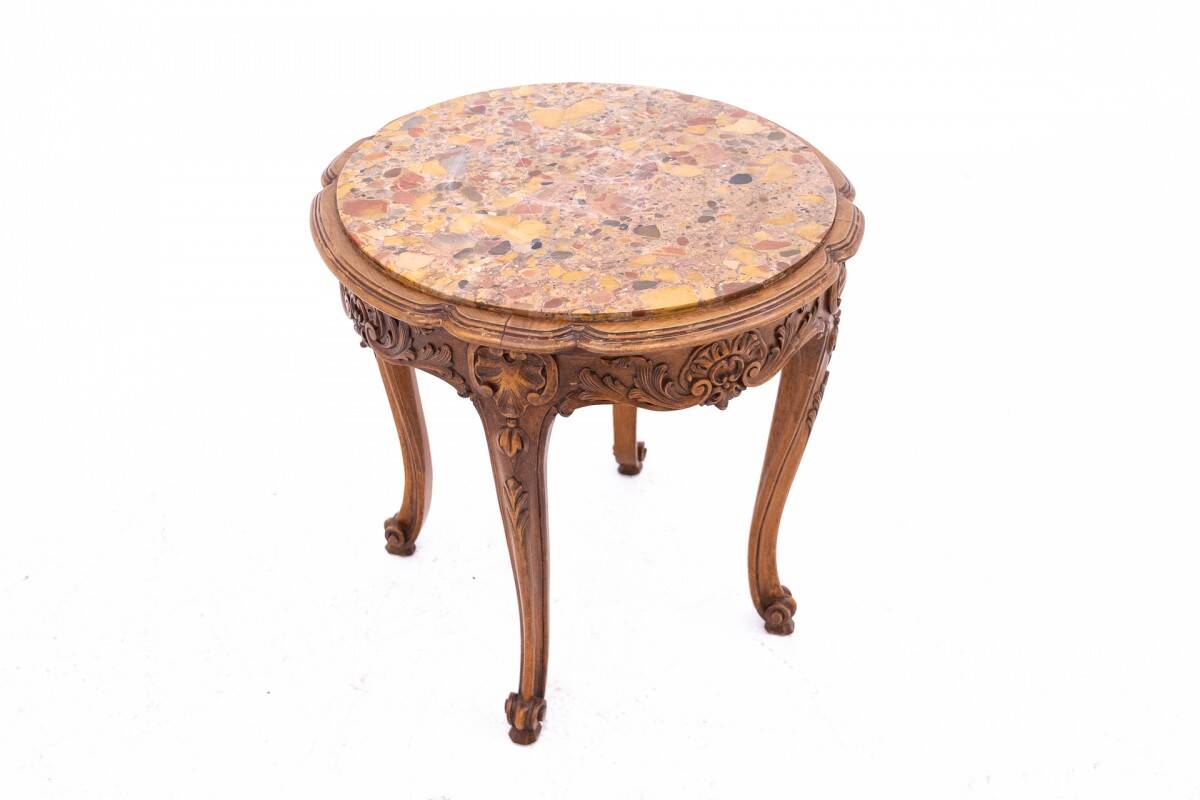 Table with a marble top, France, circa 1870.