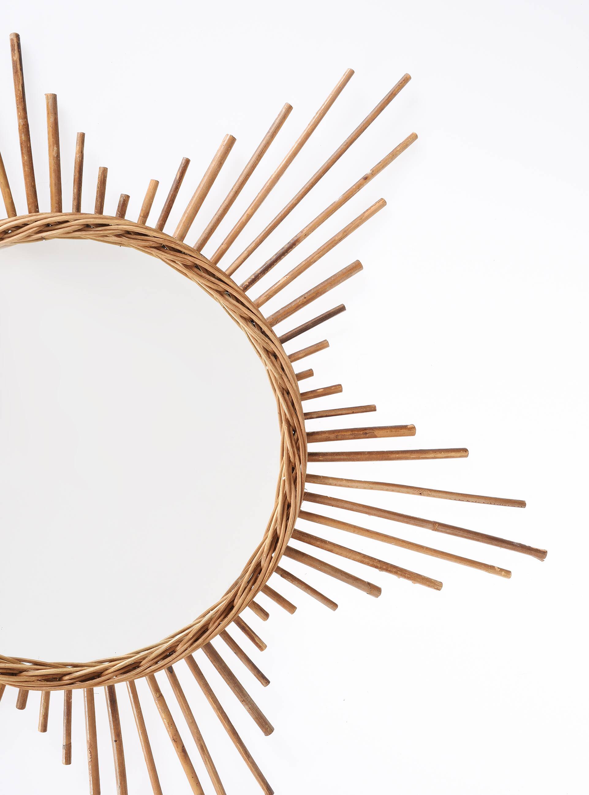 Old mirror, rattan, sun, star shape