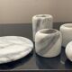 Series of 4 vintage candle holders in Carrara marble
