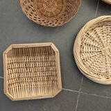 Wall composition of 7 wicker baskets