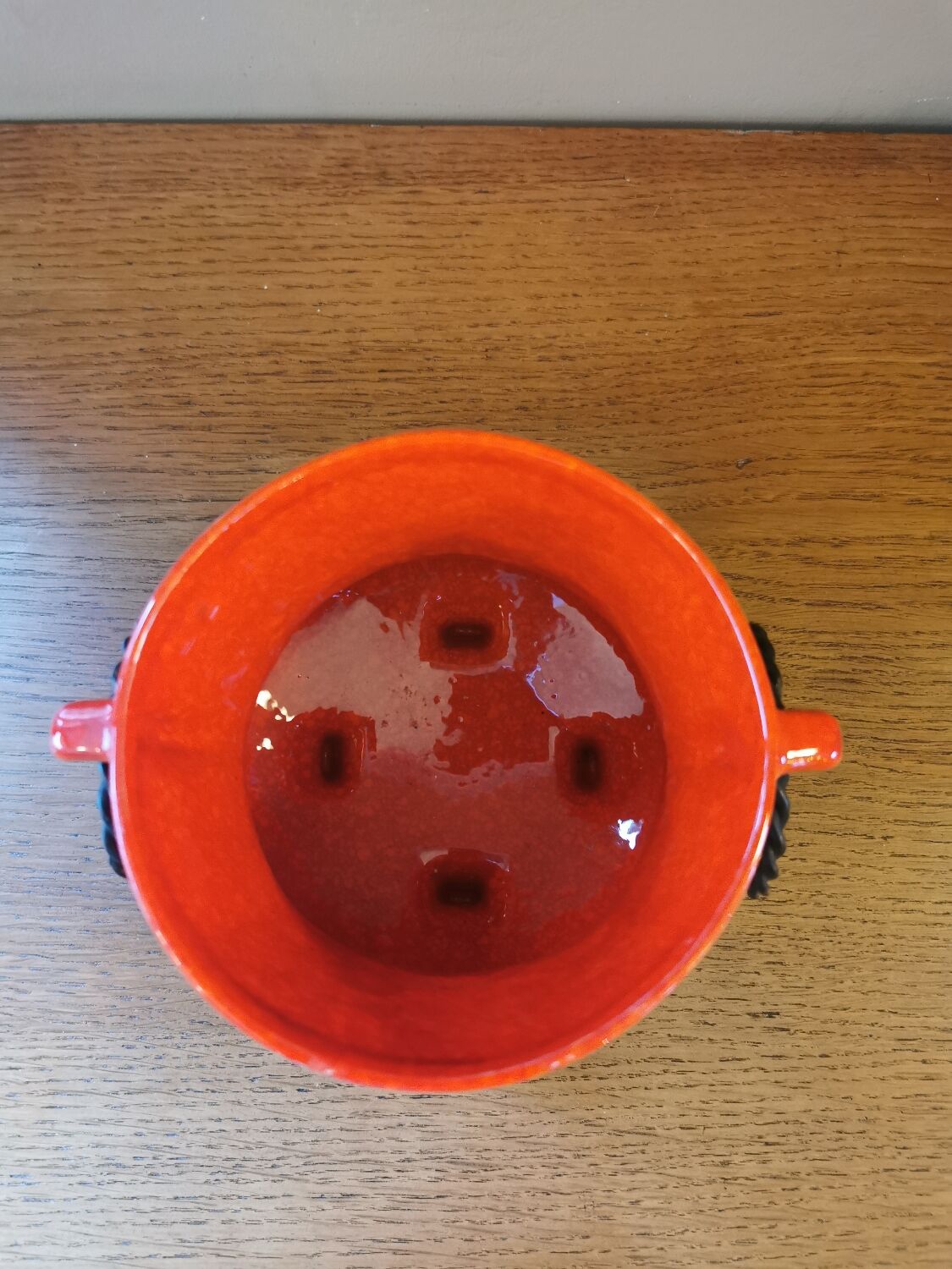 Vintage red ceramic pot cache 70s