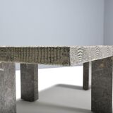 1970s Faux Crocodile Skin and Marble Coffee Table