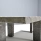 Table basse en fausse peau de crocodile et marbre des années 1970