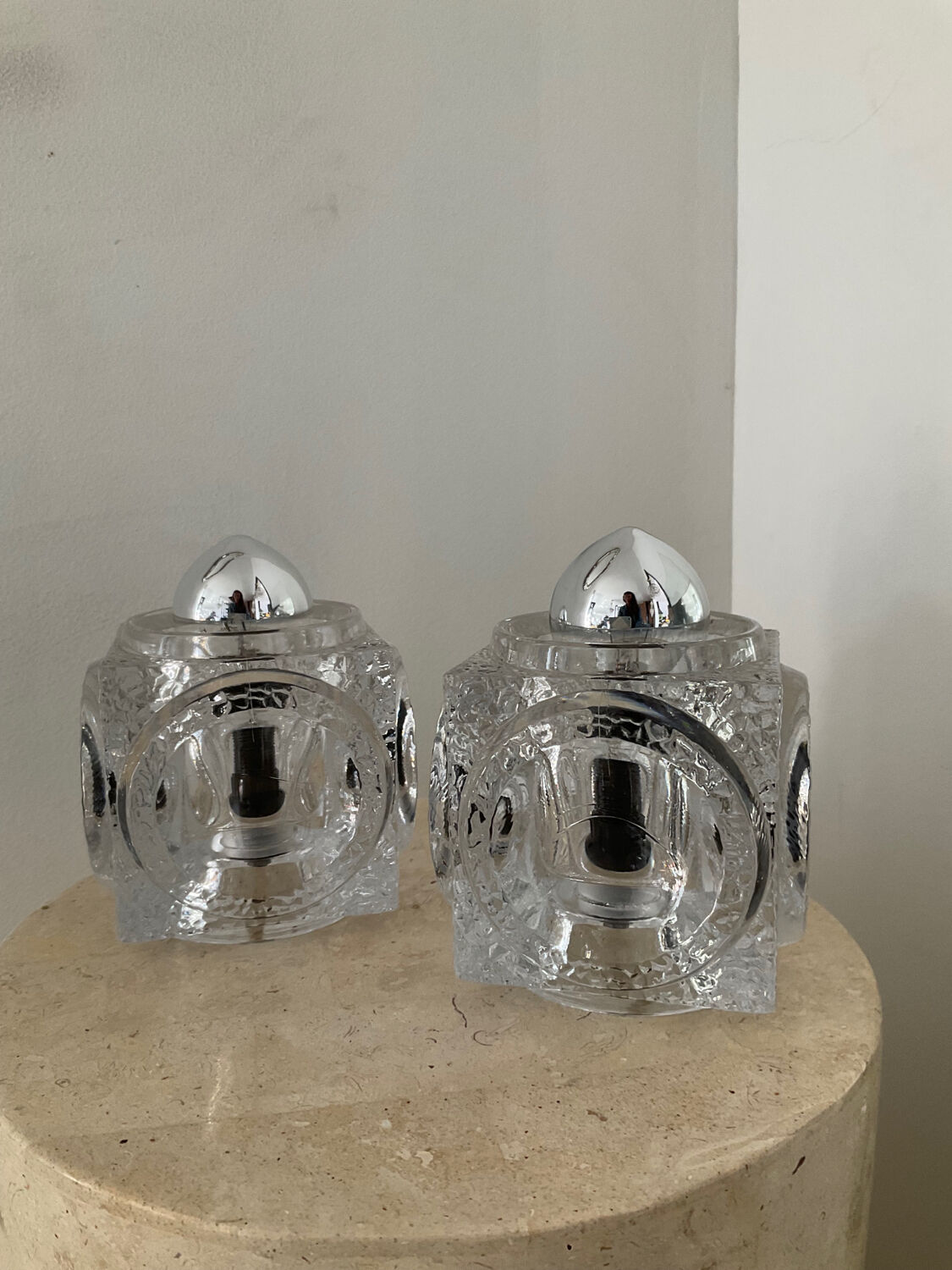 Pair of Ice Cube lamps by Peill & Putzler 70s