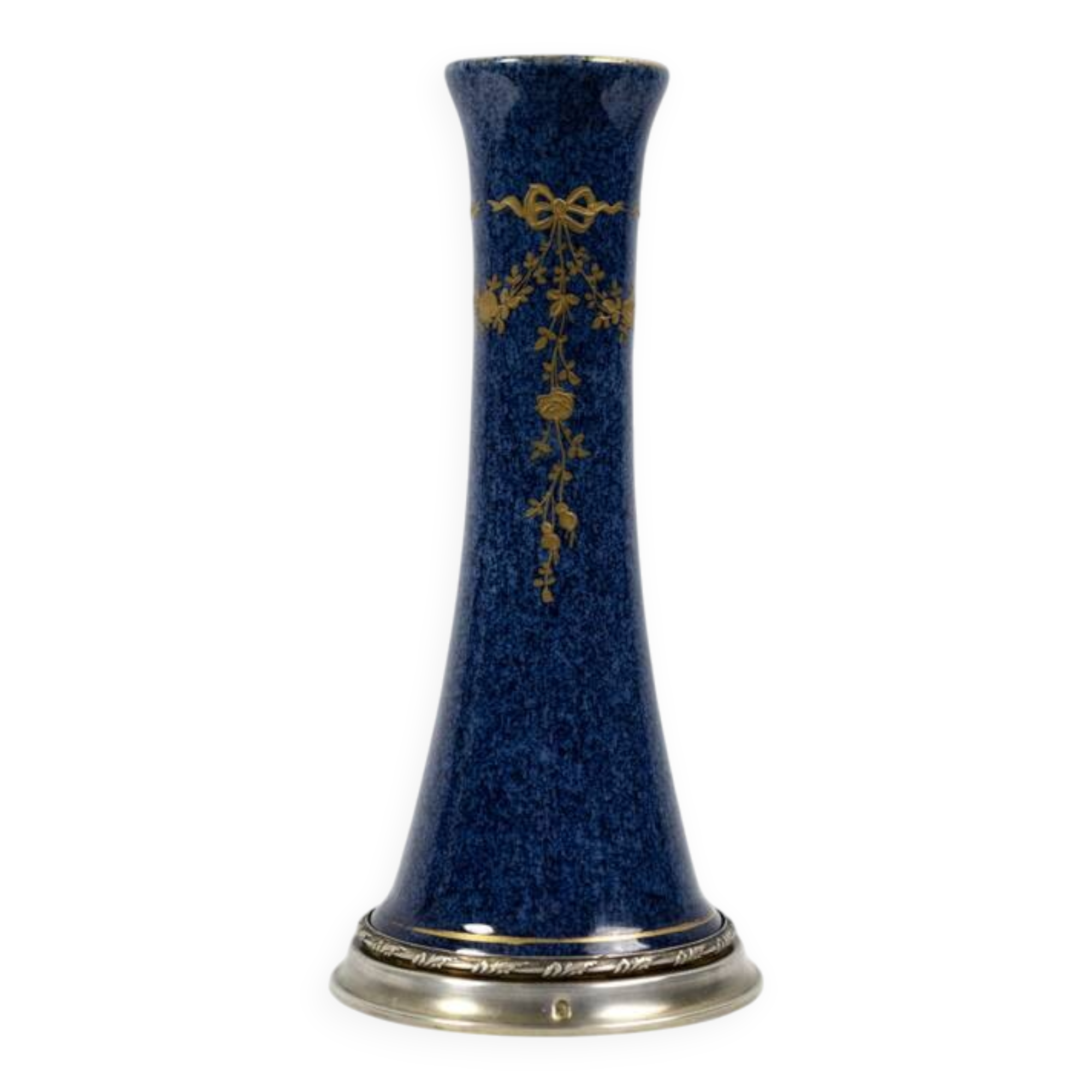 Porcelain and silver soliflore vase, 1st grade - Paul Millet, early 20th century