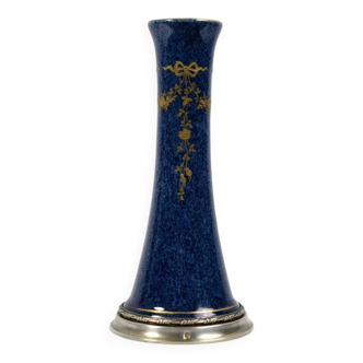 Vase soliflore en porcelaine et argent 1er titre - Paul Millet Début XXème