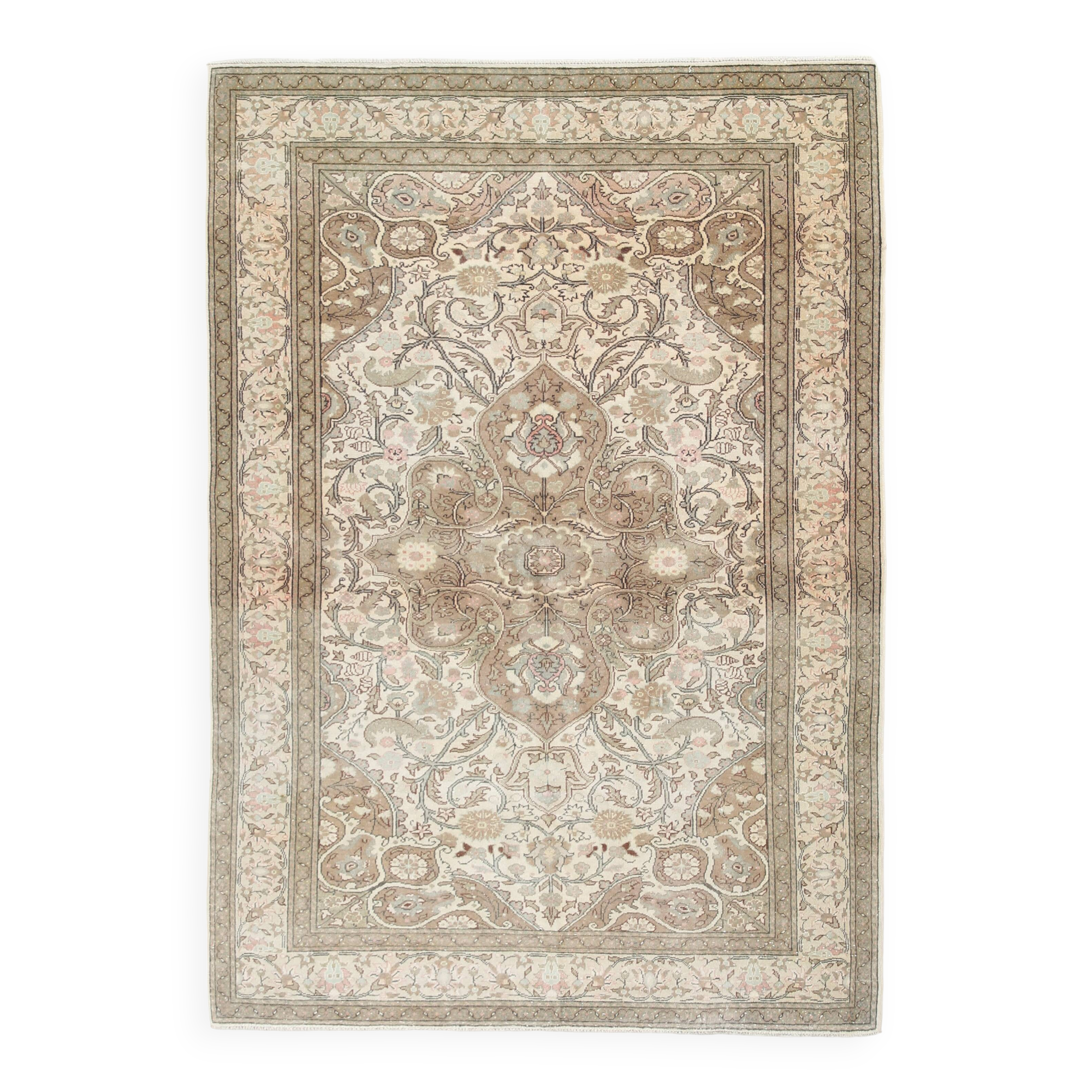 5x7 Brown & Cream Classic Vintage Rug, 150x217Cm SK23625