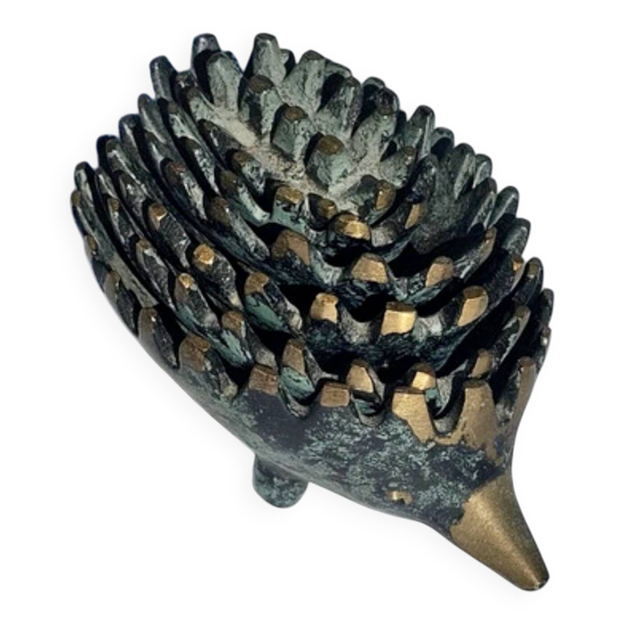 Set of 6 stackable bronze hedgehogs by Walter Bosse for Silex.