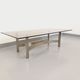Vintage coffee table in smoked glass and brushed cast aluminum from the 70s