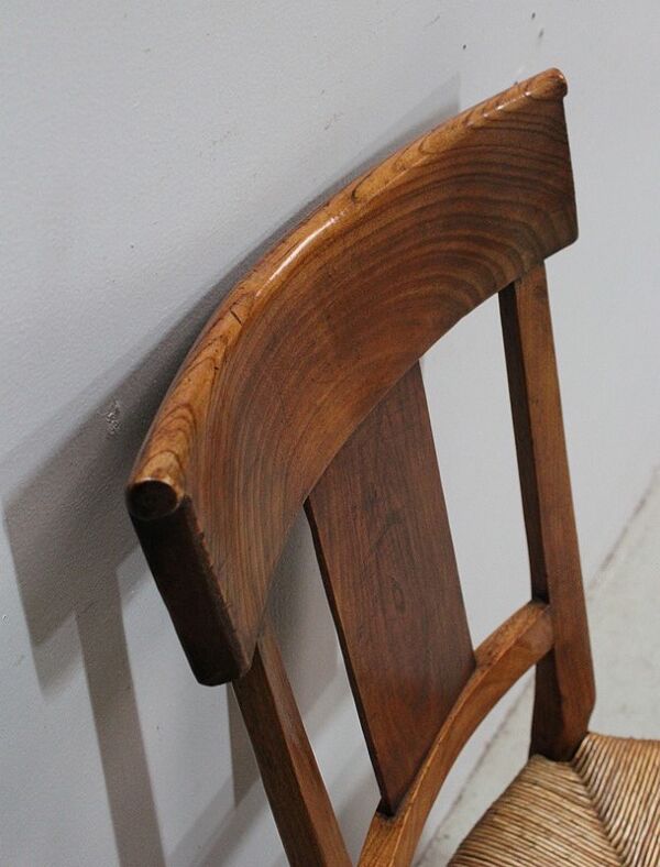 Chaise à langer paillée en merisier, époque directoire - 1ère partie du xixe