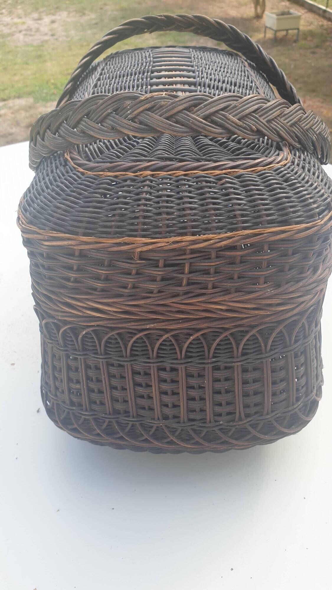 Old blackened Bressan wicker basket