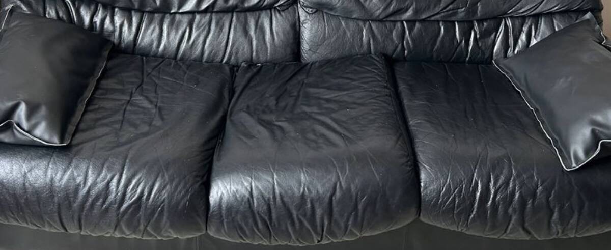 Vintage black leather sofa