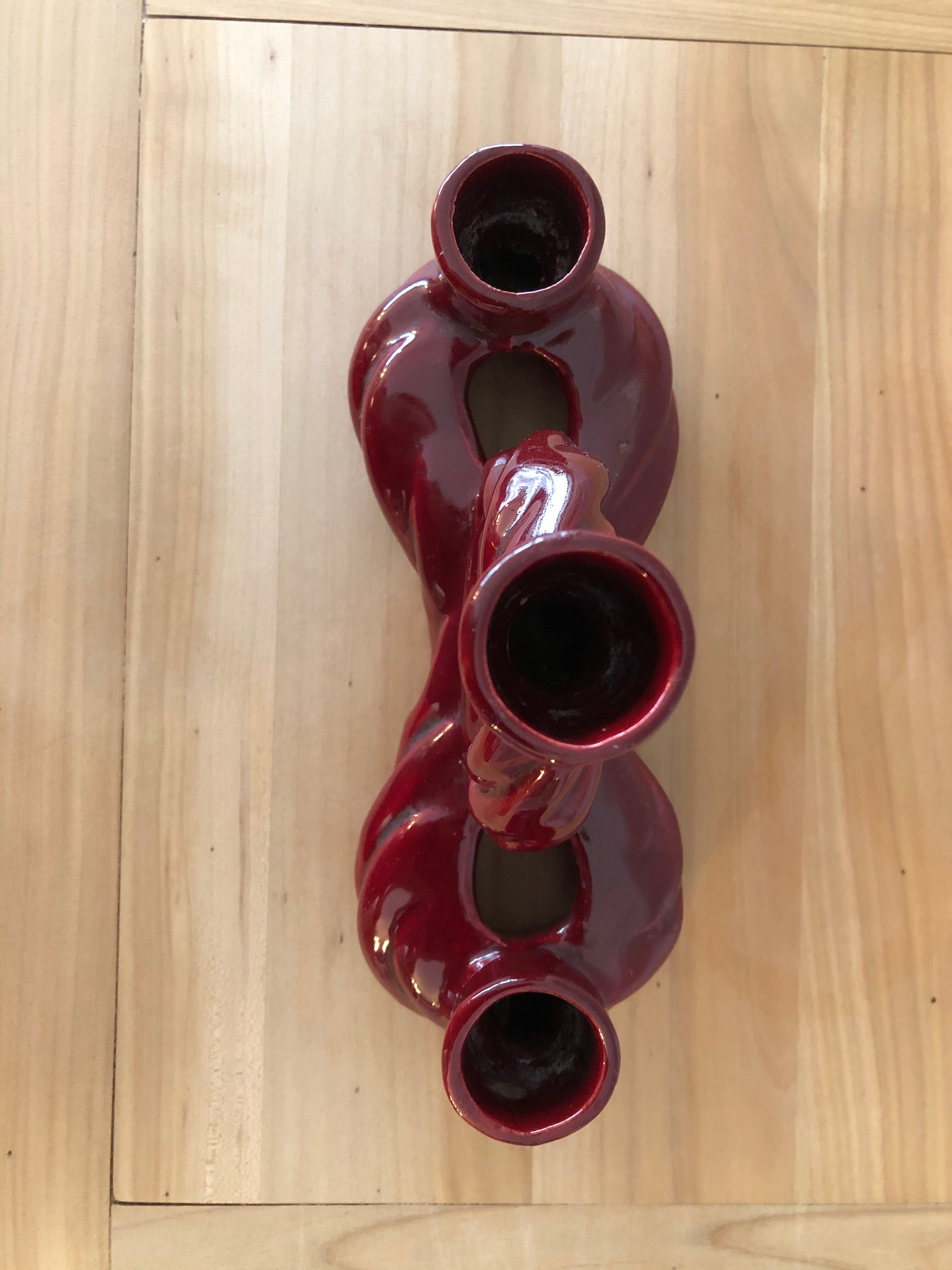 Enamelled ceramic candle holder