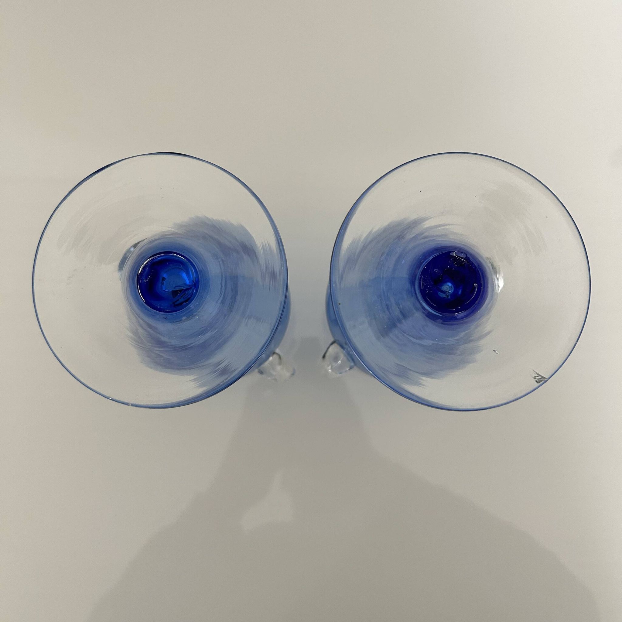Pair of glacier blue glass vases
