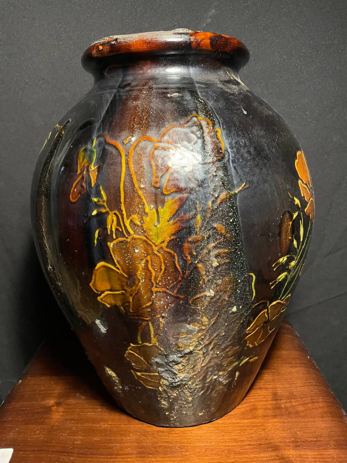 Large French folk art vase