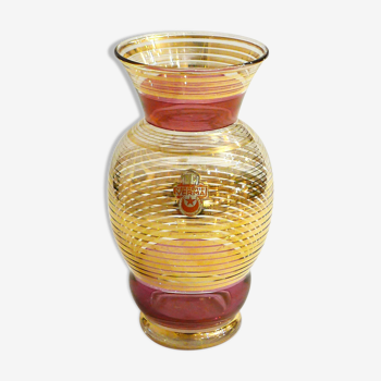 Vase Verma doré et violet 1950