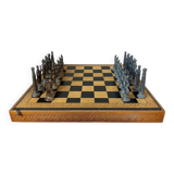 Leather and metal chess set