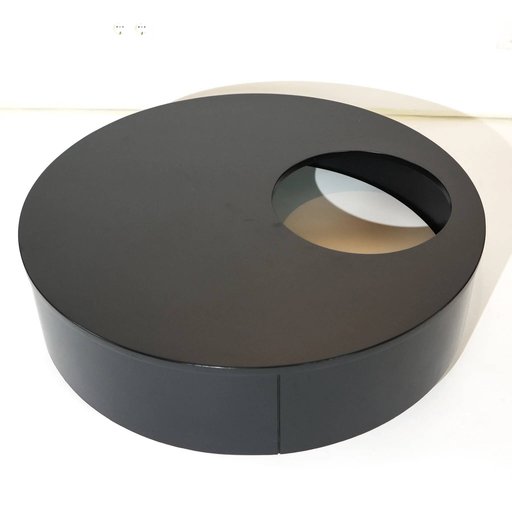 Vintage Italian postmodern round coffee table with storage.