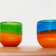 Set of 2 vintage German coloured glass bowls by Eisch.