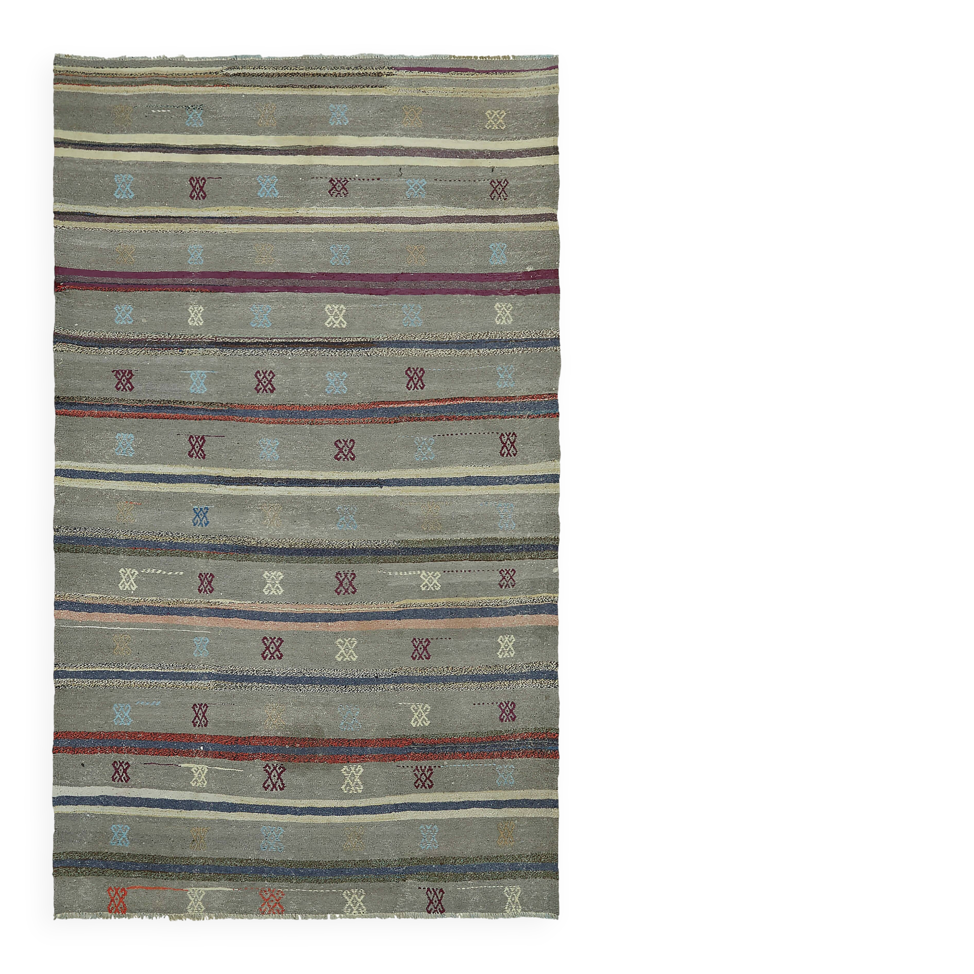 Turkish Handmade Vintage Anatolian Kilim 148 cm x 250 cm