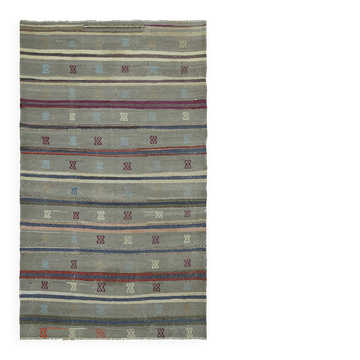 Turkish Handmade Vintage Anatolian Kilim 148 cm x 250 cm