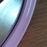 Miroir ovale 49x39 cadre en fonte émaillée rose Art Déco