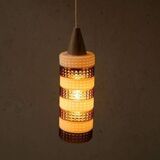Vintage glass suspension, amber glass cylinder, pendant lamp.