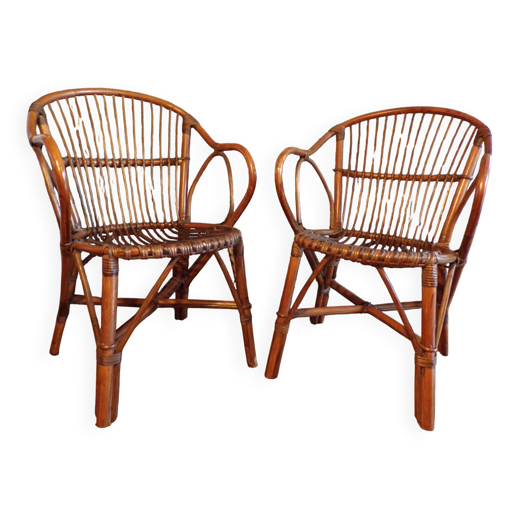 Pair of rattan basket chairs