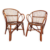Pair of rattan basket chairs