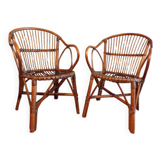 Pair of rattan basket chairs