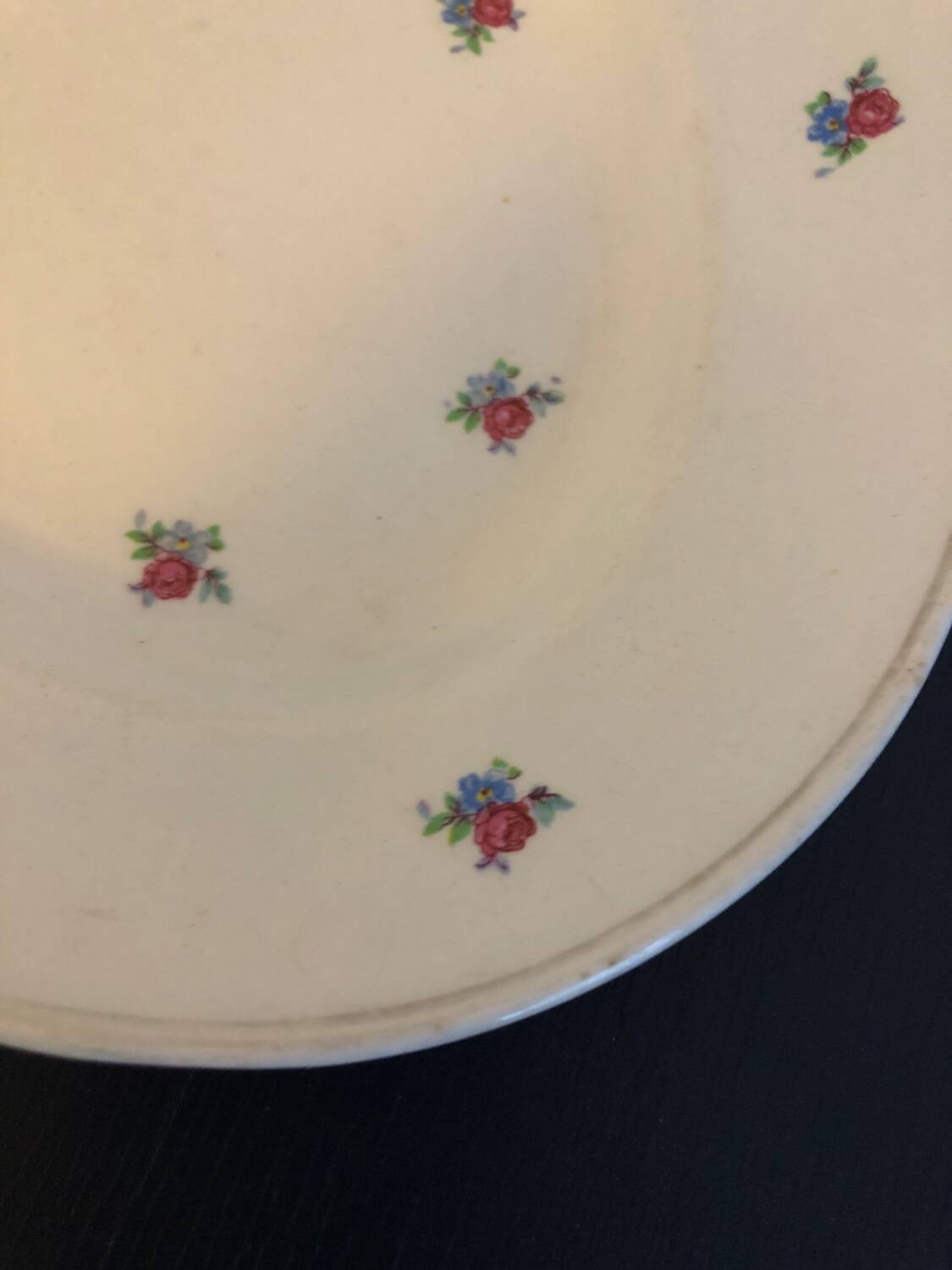 Vintage oval dish in Luneville earthenware with flower patterns