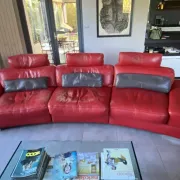 Roche Bobois Il Teatro Sofa – Philippe Bouix – red leather – 4 seats