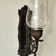 Wrought iron wall light - wall candle holder and glass tulip