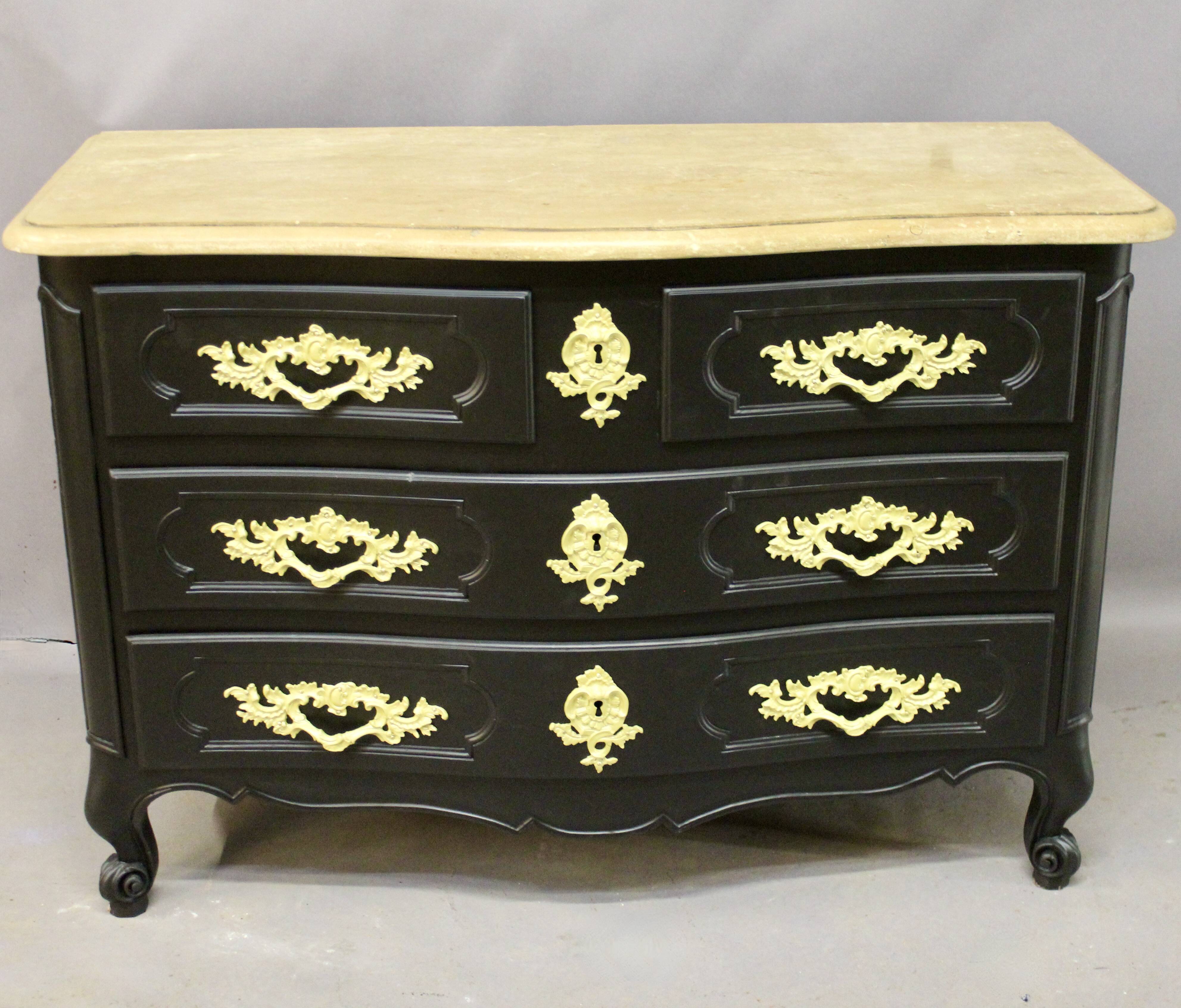 Curved Chest of Drawers in Black Lacquered Finish