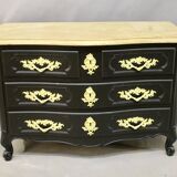 Curved Chest of Drawers in Black Lacquered Finish