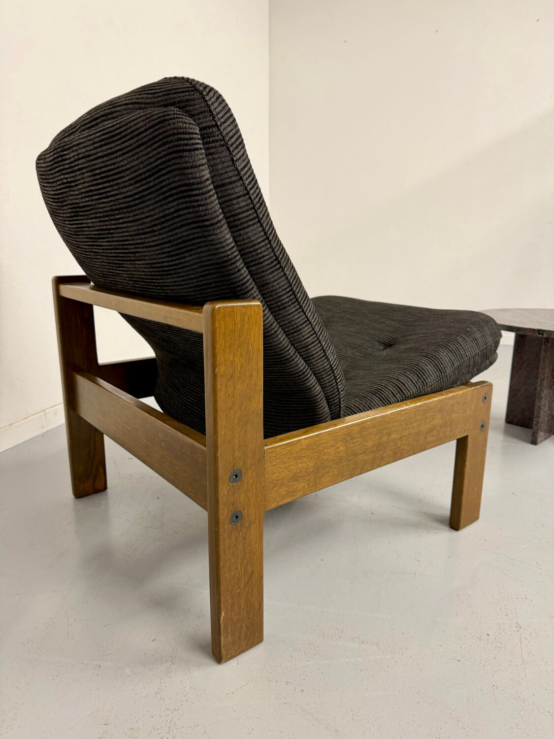 Lot of 2 adjustable wooden fabric chairs, Scandinavian design, vintage 1970s.