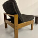Lot of 2 adjustable wooden fabric chairs, Scandinavian design, vintage 1970s.